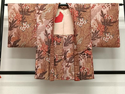 平和屋着物∞アンティーク　羽織　寿光織　孔雀花文　正絹　逸品　CABE5120ua