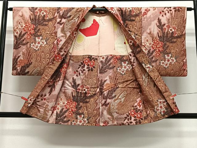 平和屋着物∞アンティーク　羽織　寿光織　孔雀花文　正絹　逸品　CABE5120ua