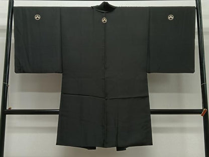 平和屋着物∞男性　長羽織　黒紋付　正絹　逸品　CABE5124ua