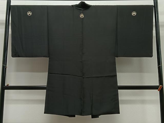 平和屋着物∞男性　長羽織　黒紋付　正絹　逸品　CABE5124ua