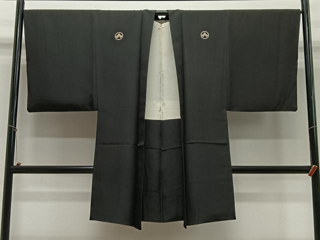 平和屋着物∞男性　長羽織　黒紋付　正絹　逸品　CABE5124ua