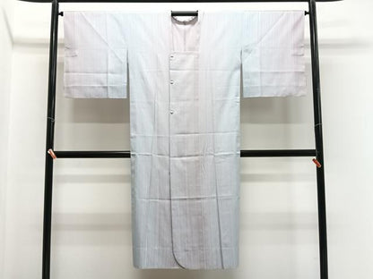 平和屋着物∞道行コート　単衣　雨コート　縞　ロング丈　正絹　逸品　未使用　CABE5132ua