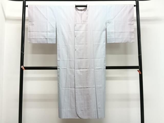 平和屋着物∞道行コート　単衣　雨コート　縞　ロング丈　正絹　逸品　未使用　CABE5132ua