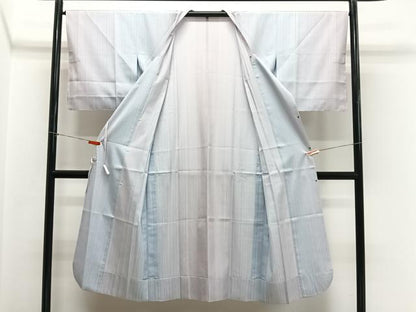 平和屋着物∞道行コート　単衣　雨コート　縞　ロング丈　正絹　逸品　未使用　CABE5132ua