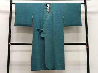 平和屋着物∞染色作家　斉藤三才　道中着　縞　暈し染め　ロング丈　正絹　逸品　CABE5133ua