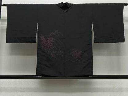 平和屋着物＃羽織　寿光織　風景文　黒地　正絹　逸品　CABE5139ua