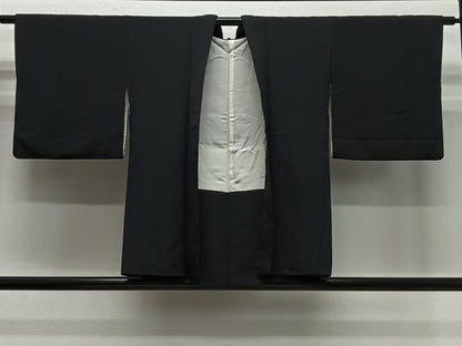 平和屋着物＃羽織　寿光織　風景文　黒地　正絹　逸品　CABE5139ua