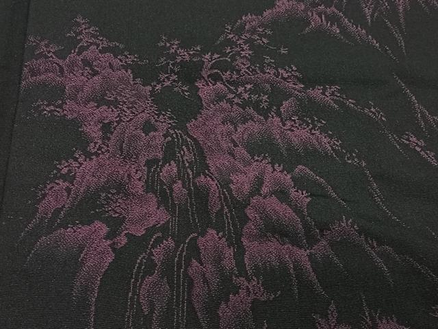 平和屋着物＃羽織　寿光織　風景文　黒地　正絹　逸品　CABE5139ua