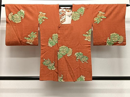 平和屋着物＃道行コート　唐獅子　正絹　逸品　CABE5152ua