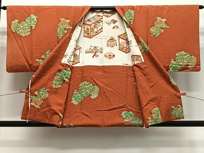 平和屋着物＃道行コート　唐獅子　正絹　逸品　CABE5152ua