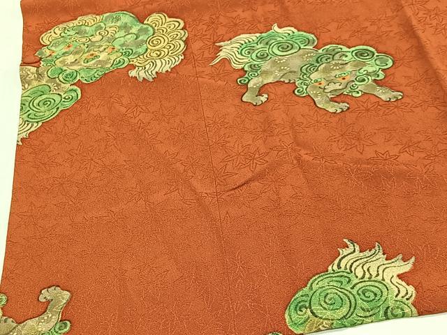 平和屋着物＃道行コート　唐獅子　正絹　逸品　CABE5152ua
