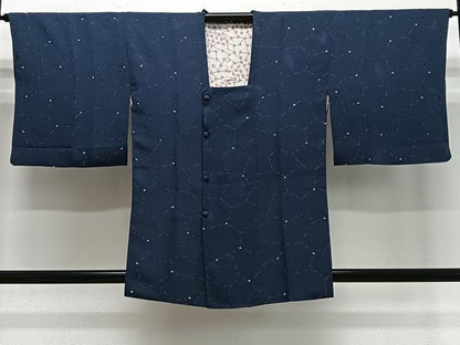 平和屋着物＃道行コート　幾何学文　正絹　逸品　CABE5153ua