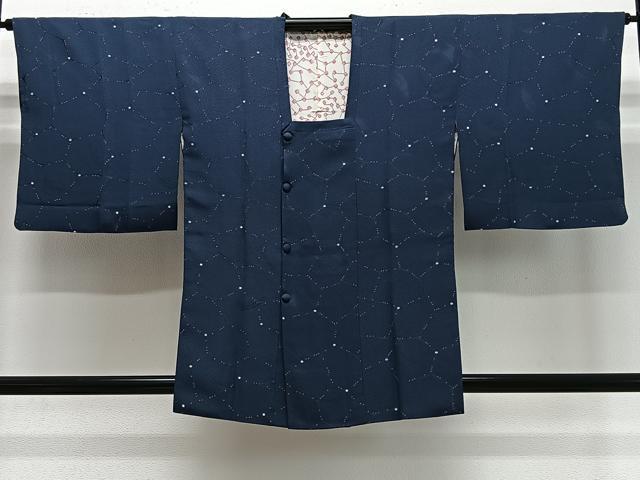 平和屋着物＃道行コート　幾何学文　正絹　逸品　CABE5153ua