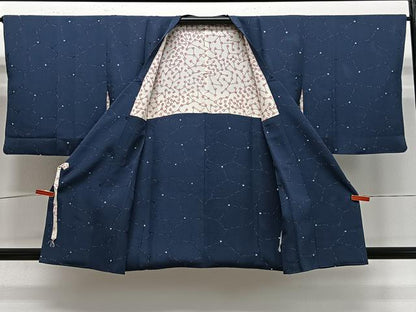 平和屋着物＃道行コート　幾何学文　正絹　逸品　CABE5153ua