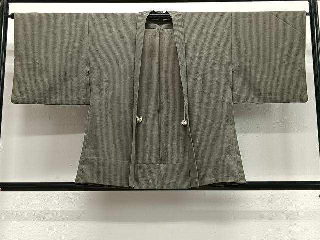 平和屋着物＃羽織　単衣　縞地紋　岩井茶色　正絹　逸品　CABE5154ua