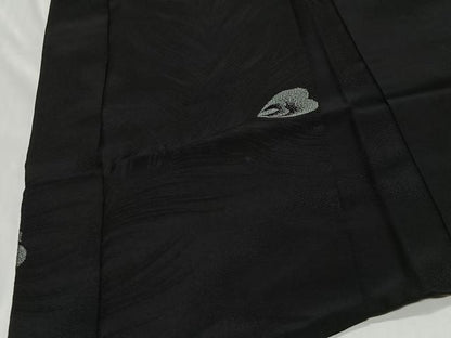 平和屋着物＃羽織　寿光織　孔雀羽文　黒地　金銀糸　正絹　逸品　CABE5161ua