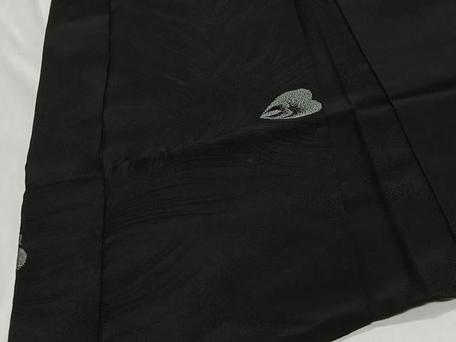 平和屋着物＃羽織　寿光織　孔雀羽文　黒地　金銀糸　正絹　逸品　CABE5161ua
