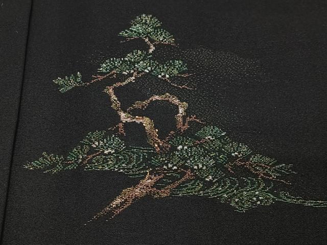 平和屋着物＃羽織　寿光織　三蓋松　黒地　金糸　正絹　逸品　CABE5167ua