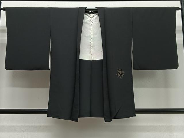 平和屋着物＃羽織　総刺繍　正倉院花文　黒地　正絹　逸品　CABE5168ua