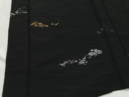 平和屋着物＃羽織　寿光織　霞文　黒地　金銀糸　正絹　逸品　CABE5169ua
