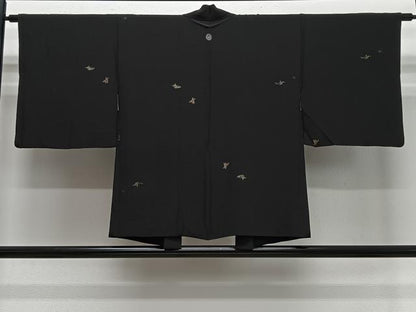 平和屋着物＃羽織　寿光織　人物文　黒地　金銀糸　正絹　逸品　CABE5171ua