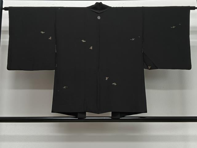 平和屋着物＃羽織　寿光織　人物文　黒地　金銀糸　正絹　逸品　CABE5171ua