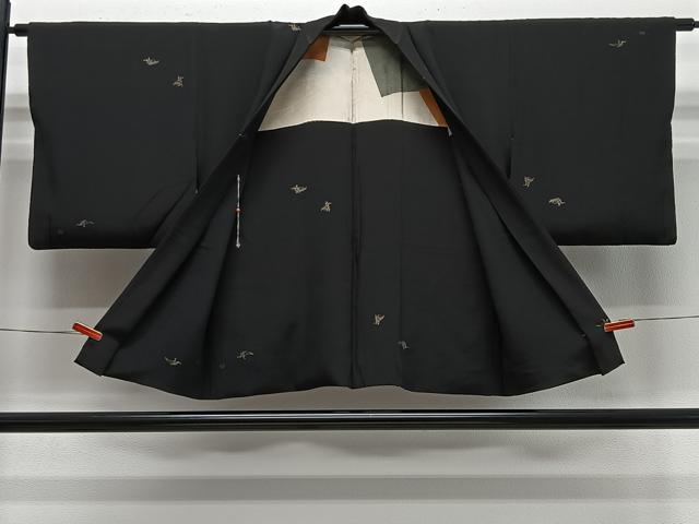 平和屋着物＃羽織　寿光織　人物文　黒地　金銀糸　正絹　逸品　CABE5171ua