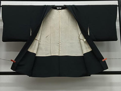 平和屋着物＃羽織　寿光織　流水文　黒地　正絹　逸品　CABE5172ua