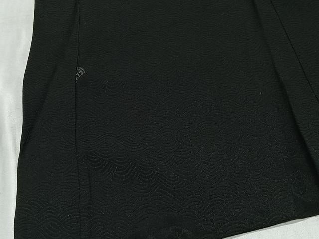 平和屋着物＃羽織　寿光織　地紙文　黒地　銀糸　正絹　逸品　CABE5177ua