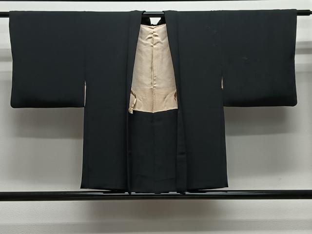 平和屋着物＃羽織　総刺繍　枝松文　黒地　正絹　逸品　CABE5185ua