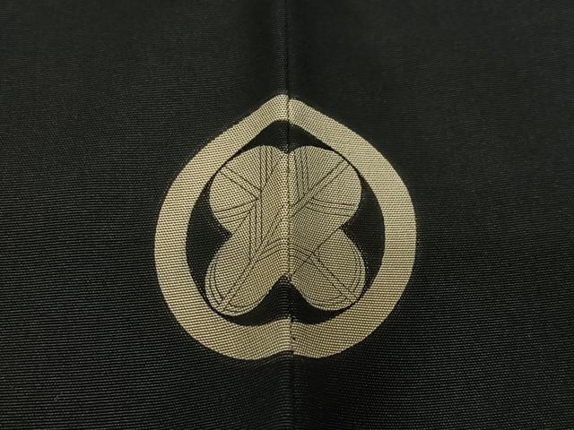 平和屋着物＃男性　長羽織　黒紋付　黒地　正絹　逸品　CABE5187ua