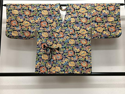 平和屋着物＃道中着　花蝶文　正絹　逸品　CABE5188ua