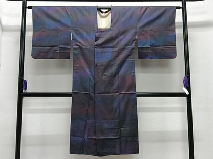 平和屋着物＃道行コート　雨コート　霞文　暈し染め　ロング丈　正絹　逸品　CABE5199ua