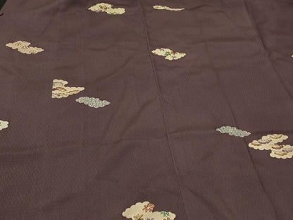 平和屋着物＃道行コート　雲取り草花文　ロング丈　正絹　逸品　CABE5208in