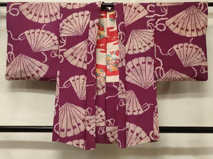 平和屋着物＃アンティーク　大正ロマン　羽織　檜扇文　正絹　逸品　CABE5211in