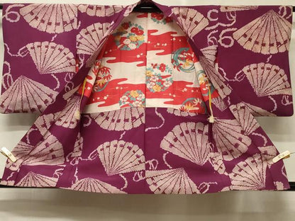 平和屋着物＃アンティーク　大正ロマン　羽織　檜扇文　正絹　逸品　CABE5211in