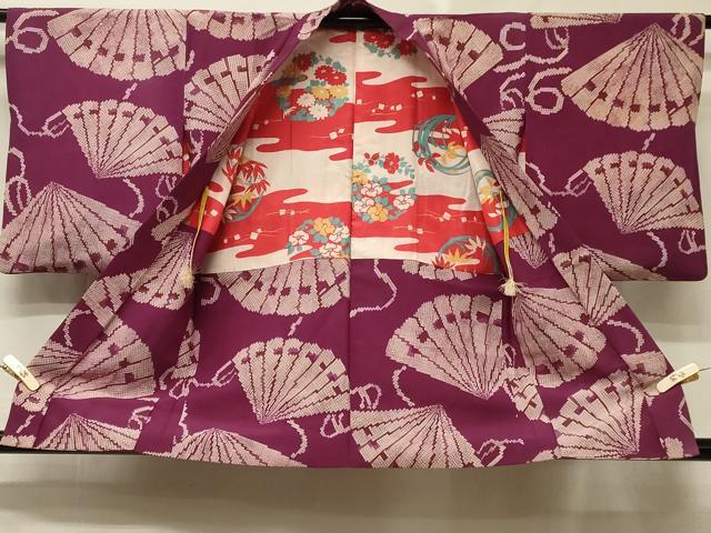 平和屋着物＃アンティーク　大正ロマン　羽織　檜扇文　正絹　逸品　CABE5211in