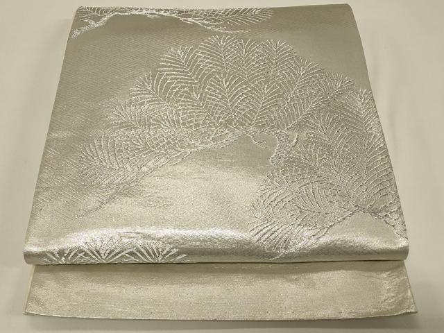 平和屋着物◎六通柄袋帯　枝松文　銀糸　正絹　逸品　CABE5251in