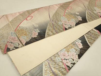 平和屋着物◎六通柄袋帯　唐織　吉祥正倉院花文　金銀糸　正絹　逸品　CABE5257in
