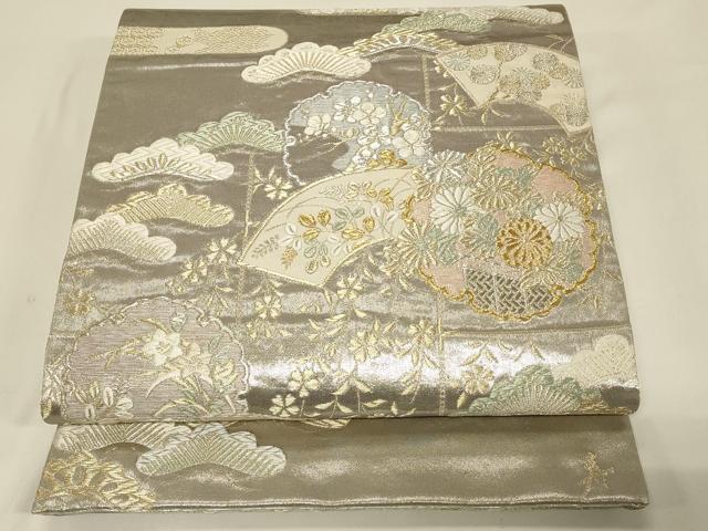 平和屋着物◎六通柄袋帯　唐織　福寿　地紙雪輪草花文　金銀糸　正絹　逸品　CABE5280in