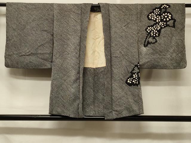 平和屋着物＃羽織　総絞り　草花文　黒地　正絹　逸品　CABE5292in