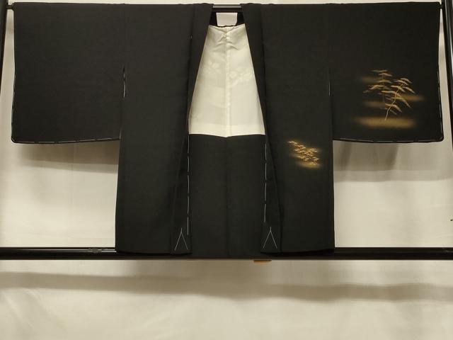 平和屋着物＃羽織　風景枝葉文　暈し染め　黒地　金彩　正絹　逸品　未使用　CABE5297in