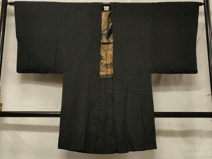 平和屋着物＃男性　長羽織　黒紋付き　正絹　逸品　CABE5301in