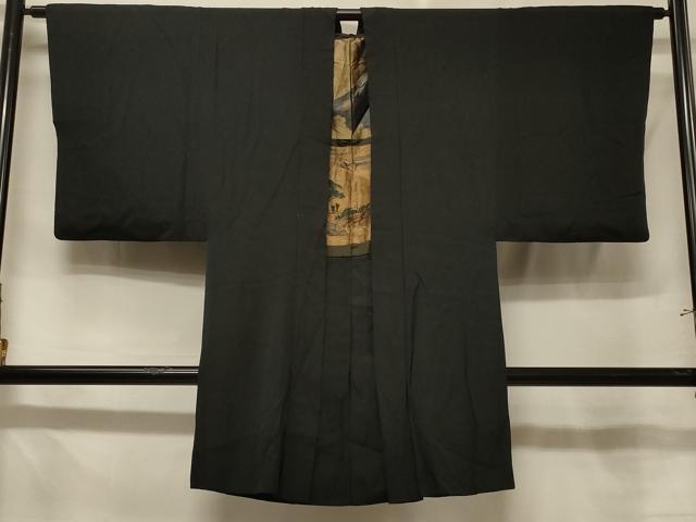 平和屋着物＃男性　長羽織　黒紋付き　正絹　逸品　CABE5301in