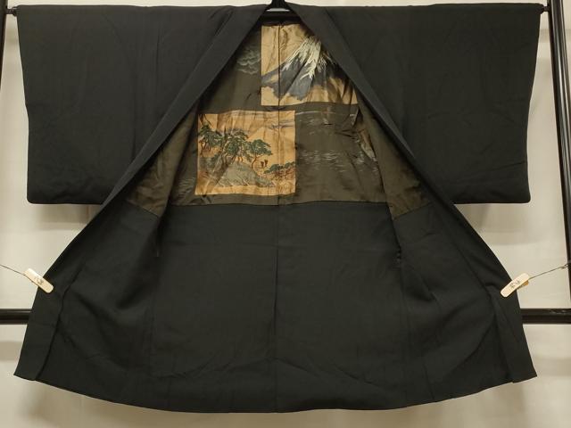平和屋着物＃男性　長羽織　黒紋付き　正絹　逸品　CABE5301in