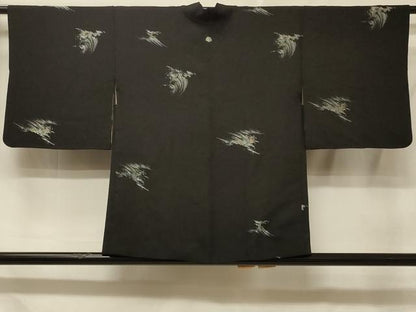 平和屋着物＃羽織　寿光織　立波文　黒地　金銀糸　正絹　逸品　CABE5304in