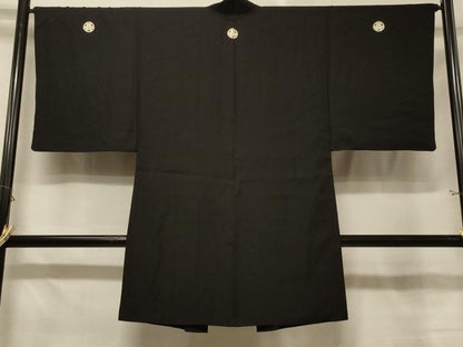 平和屋着物＃男性　長羽織　黒紋付き　正絹　逸品　CABE5312in