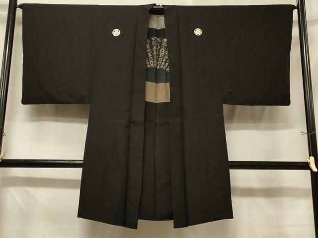 平和屋着物＃男性　長羽織　黒紋付き　正絹　逸品　CABE5312in