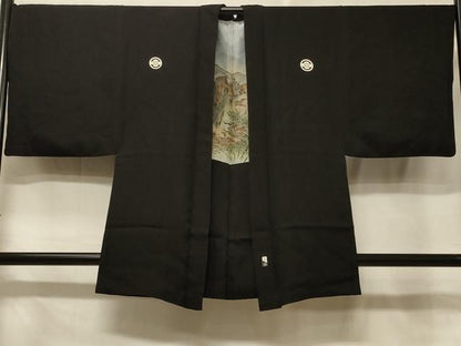 平和屋着物＃男性　羽織　黒紋付き　作家物　正絹　逸品　CABE5313in