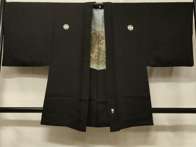 平和屋着物＃男性　羽織　黒紋付き　作家物　正絹　逸品　CABE5313in